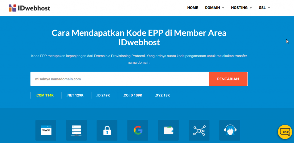 Cara Mendapatkan Kode EPP di Member Area IDwebhost