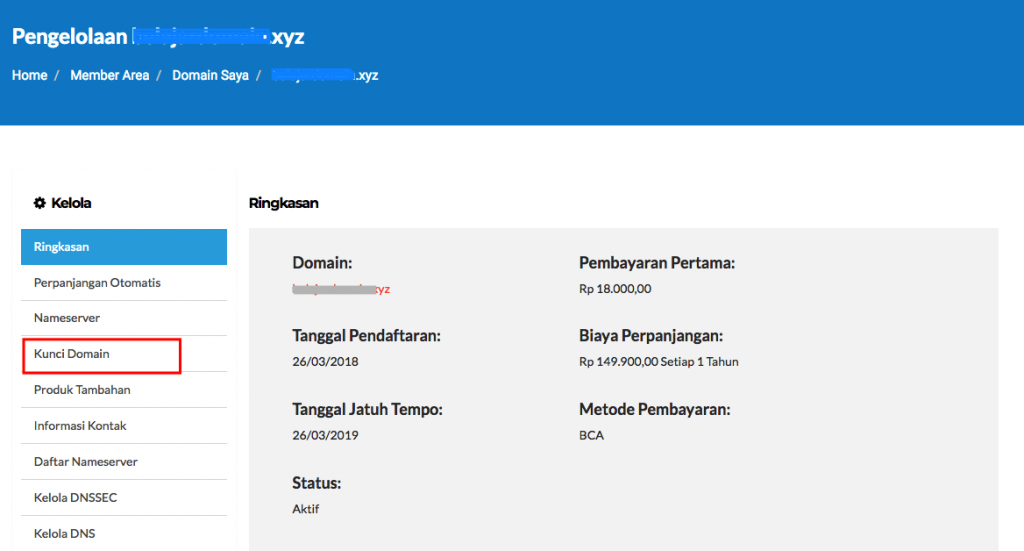 Cara melakukan setting Lock atau Unlock Domain 3