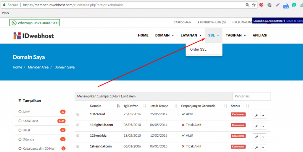Cara Order SSL di IDwebhost 1