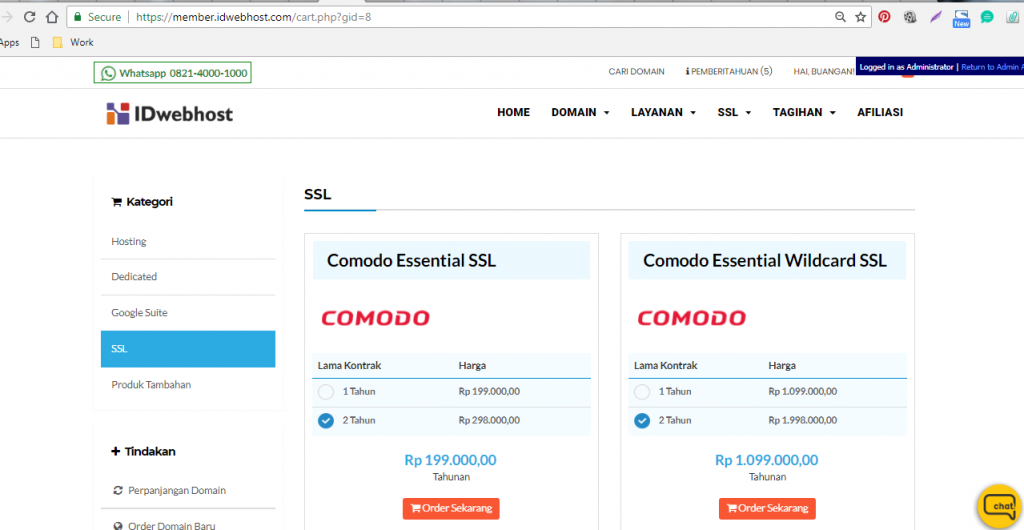 Cara Order SSL di IDwebhost 2