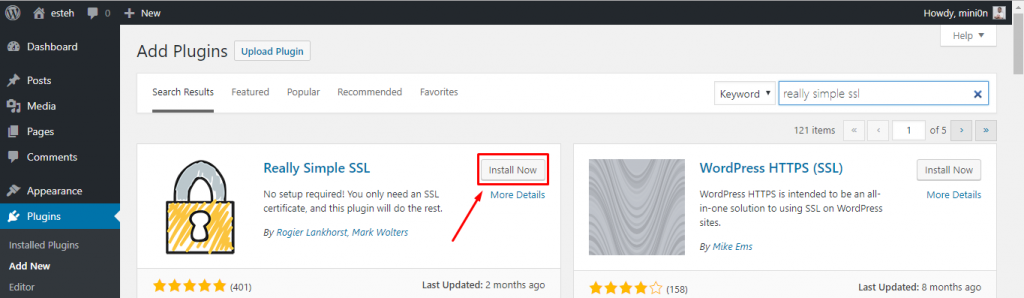 install plugin Really Simple SSL